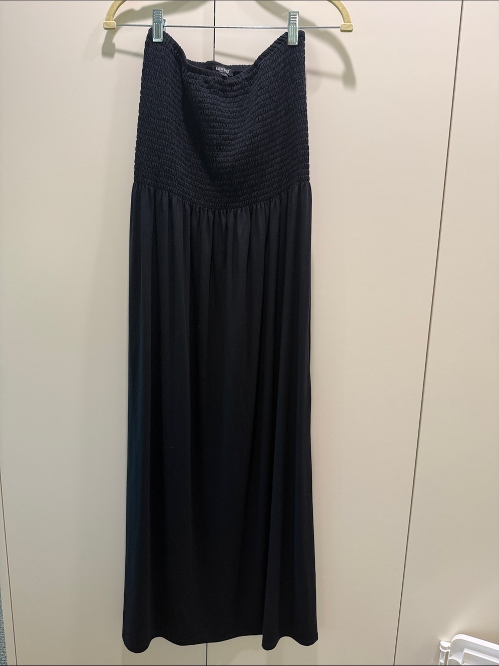 Bleusalt Black Smocked Maxi Dress